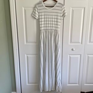 Grey white striped Maxi Dress size Medium